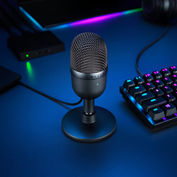 Razer Seiren Mini USB Condenser Microphone: for Streaming and Gaming on PC - Professional Recording Quality - Precise Supercardioid Pickup Pattern - Tilting Stand - Shock Resistant - Classic Black RZ19-03450100-R3U1